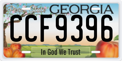 GA license plate CCF9396