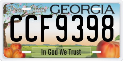 GA license plate CCF9398