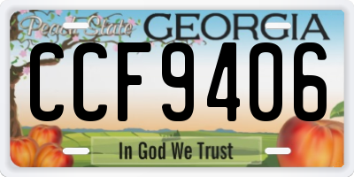 GA license plate CCF9406