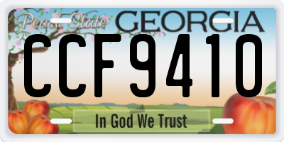 GA license plate CCF9410