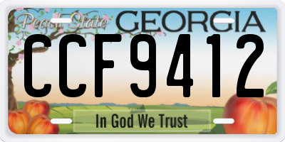 GA license plate CCF9412