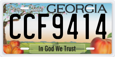 GA license plate CCF9414