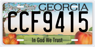 GA license plate CCF9415