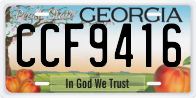 GA license plate CCF9416