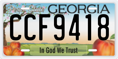GA license plate CCF9418