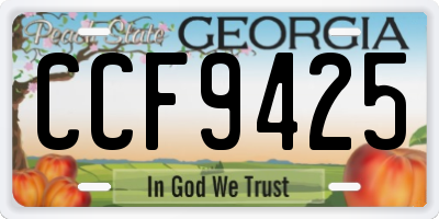 GA license plate CCF9425