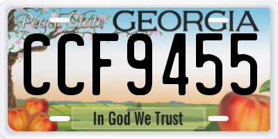 GA license plate CCF9455
