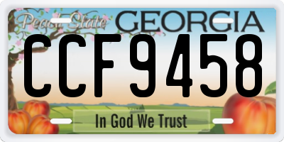 GA license plate CCF9458
