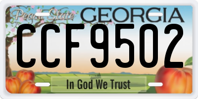 GA license plate CCF9502