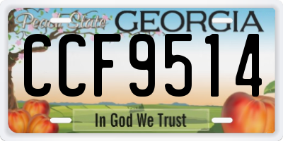 GA license plate CCF9514