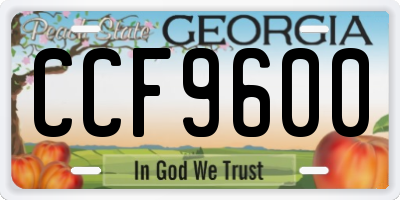 GA license plate CCF9600