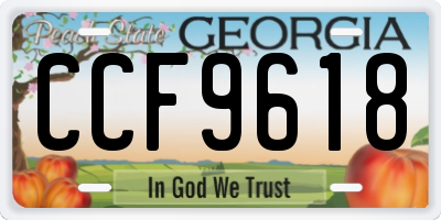 GA license plate CCF9618