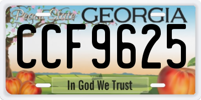 GA license plate CCF9625