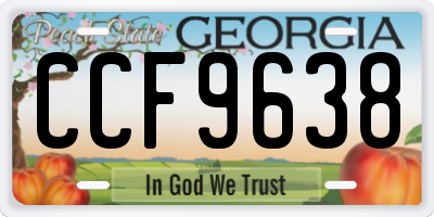 GA license plate CCF9638