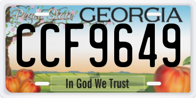 GA license plate CCF9649
