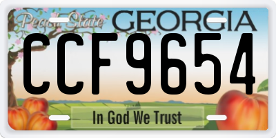 GA license plate CCF9654