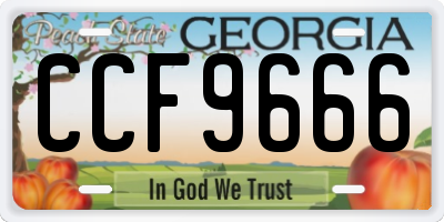 GA license plate CCF9666