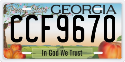 GA license plate CCF9670