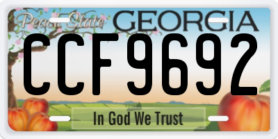 GA license plate CCF9692