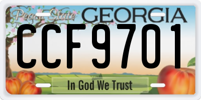 GA license plate CCF9701