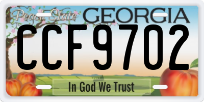 GA license plate CCF9702