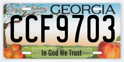 GA license plate CCF9703