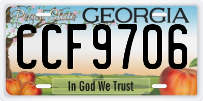 GA license plate CCF9706