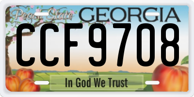 GA license plate CCF9708