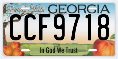 GA license plate CCF9718