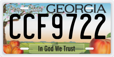 GA license plate CCF9722