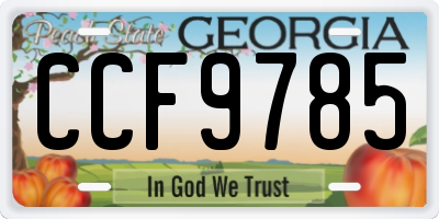GA license plate CCF9785
