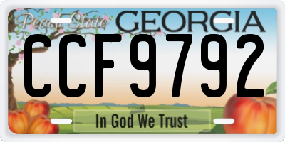 GA license plate CCF9792