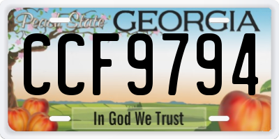 GA license plate CCF9794