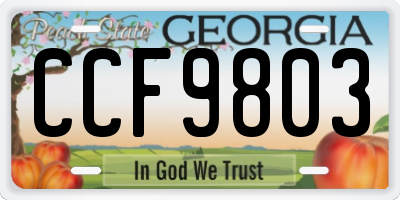 GA license plate CCF9803