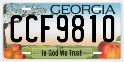 GA license plate CCF9810