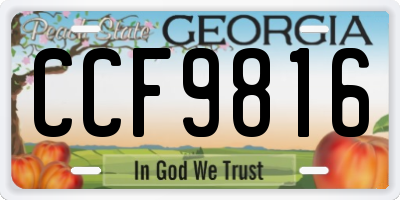 GA license plate CCF9816