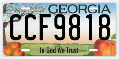 GA license plate CCF9818