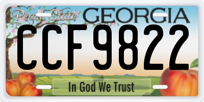 GA license plate CCF9822