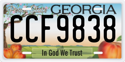 GA license plate CCF9838