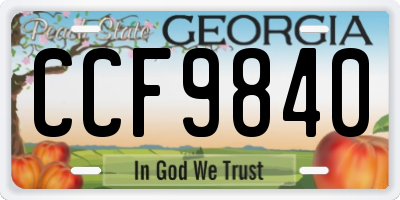 GA license plate CCF9840