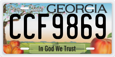 GA license plate CCF9869