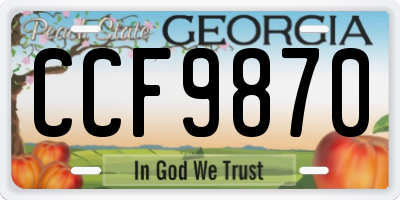 GA license plate CCF9870
