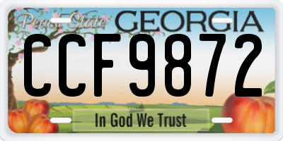 GA license plate CCF9872