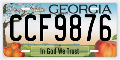 GA license plate CCF9876