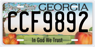 GA license plate CCF9892