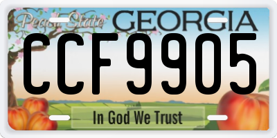 GA license plate CCF9905