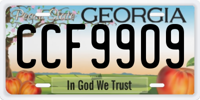 GA license plate CCF9909