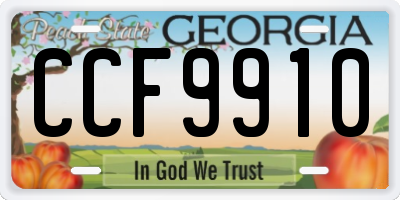 GA license plate CCF9910