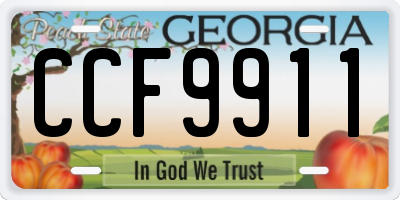 GA license plate CCF9911