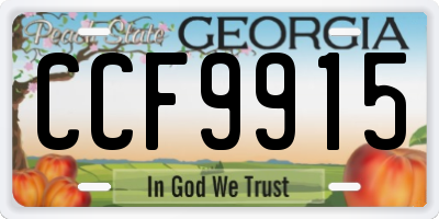GA license plate CCF9915